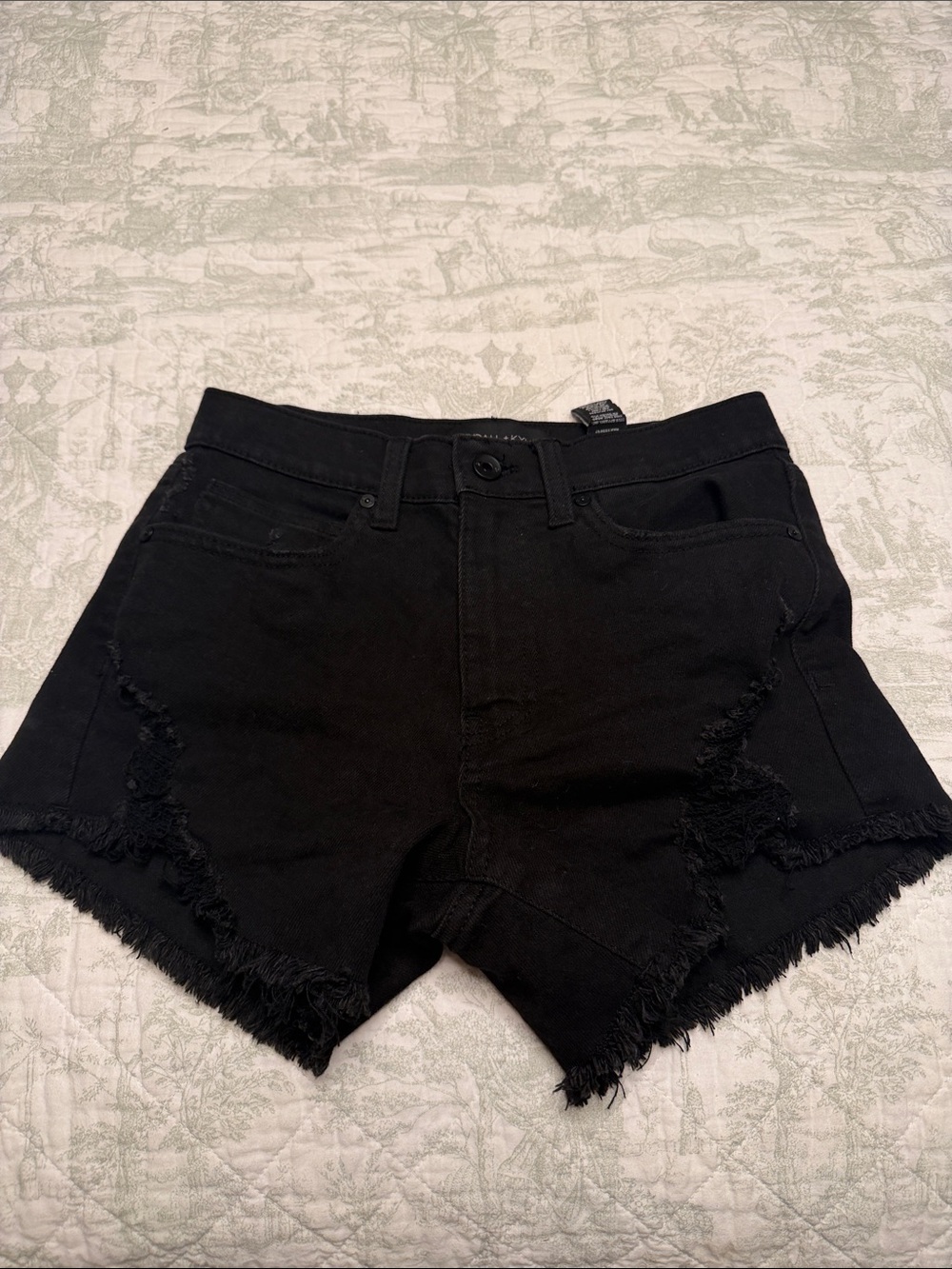Kendall & Kylie Black Distressed Frayed Hem Jean Shorts